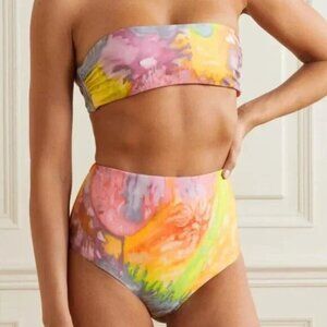 Mara Hoffman Lydia High Waisted Bikini Bottom in Multi Tie Dye Size Small NWT